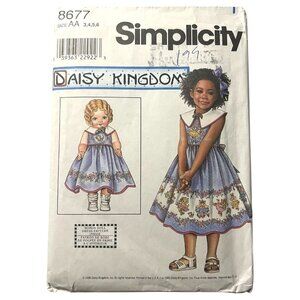Daisy Kingdom Simplicity 8677 Sewing Pattern Girl Dress Size 3-6 Doll Dress 18”